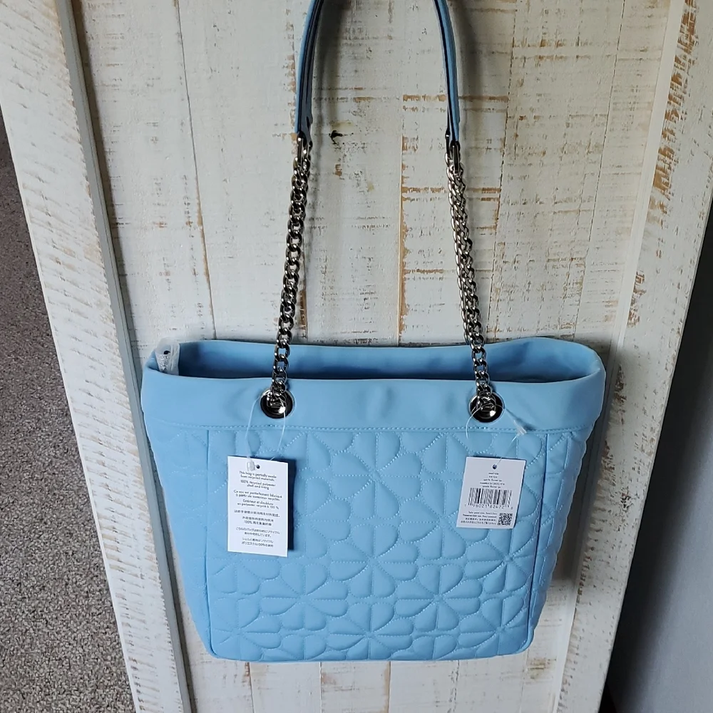 Kate Spade Montauk Blue Flower Quilted Medium Tote NWT - Picture 3 of 4